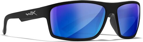 Wiley X Peak Captivate Polarized Sunglasses, Safety Glasses for Men and Women, UV Eye Protection for Shooting, Fishing, Biking, and Extreme Sports, Matte Black Frames, Blue Mirror Tinted Lenses in Kuwait
