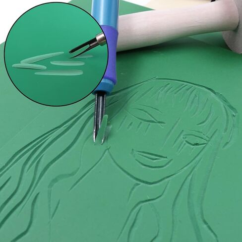 مجموعة صنع الطوابع المطاطية 6 × 8 بوصة 4 قطعة كتل نحت مطاطية كتلة نحت ناعمة للطباعة ختم نحت كتل مشمع الحرفية in Kuwait