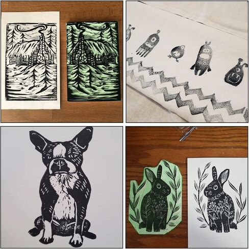 مجموعة صنع الطوابع المطاطية 6 × 8 بوصة 4 قطعة كتل نحت مطاطية كتلة نحت ناعمة للطباعة ختم نحت كتل مشمع الحرفية in Kuwait