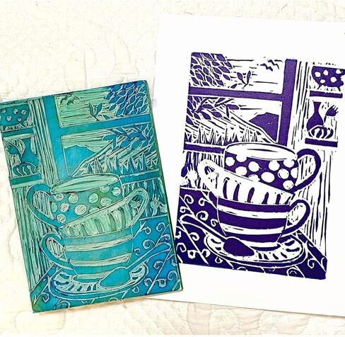 مجموعة صنع الطوابع المطاطية 6 × 8 بوصة 4 قطعة كتل نحت مطاطية كتلة نحت ناعمة للطباعة ختم نحت كتل مشمع الحرفية in Kuwait