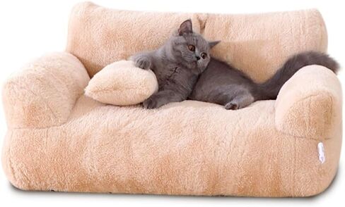 سرير أريكة للقطط من pawstrip، سرير مريح للكلب، أريكة للحيوانات الأليفة قابلة للغسل للكلاب الصغيرة، وسادة هريرة دافئة ذاتيًا، سرير نوم ناعم للفتيات الجرو مع وسادة، سرير قطط لطيف للقطط الداخلية in Kuwait