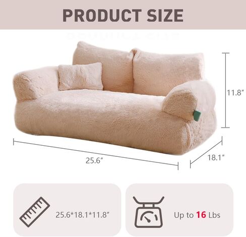 سرير أريكة للقطط من pawstrip، سرير مريح للكلب، أريكة للحيوانات الأليفة قابلة للغسل للكلاب الصغيرة، وسادة هريرة دافئة ذاتيًا، سرير نوم ناعم للفتيات الجرو مع وسادة، سرير قطط لطيف للقطط الداخلية in Kuwait
