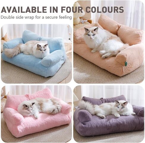 سرير أريكة للقطط من pawstrip، سرير مريح للكلب، أريكة للحيوانات الأليفة قابلة للغسل للكلاب الصغيرة، وسادة هريرة دافئة ذاتيًا، سرير نوم ناعم للفتيات الجرو مع وسادة، سرير قطط لطيف للقطط الداخلية in Kuwait