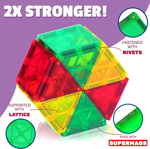 مجموعة بناء البلاط المغناطيسي من Playmags: Clickins التعليمية الحصرية 36 قطعة. المجموعة: 18 بلاطًا مغناطيسيًا قويًا للغاية وواضحًا للنوافذ و18 حرفًا وأرقامًا تحفز الإبداع وتنمية الدماغ in Kuwait