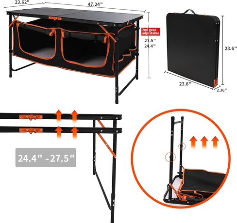 Folding Camping Table with Adjustable Legs Aluminum Portable Picnic Table for Outdoor Travel Beach, Backyards, BBQ, Party and Picnic in Kuwait