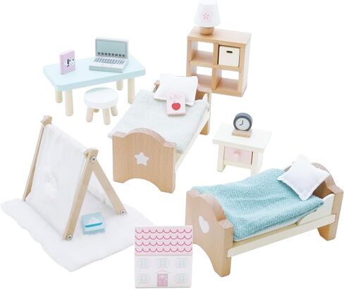 Le Toy Van - مجموعة غرف النوم الخشبية SugarPlum | مجموعة ألعاب إكسسوارات بيت الدمى لبيوت الدمى | مجموعات أثاث بيت الدمية للفتيات والأولاد - مناسبة لأعمار 3 سنوات فما فوق، غرفة نوم الأطفال Daisylane (ME061) in Saudi Arabia
