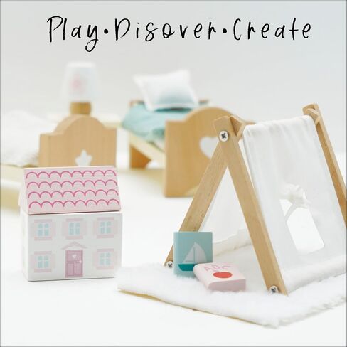 Le Toy Van - مجموعة غرف النوم الخشبية SugarPlum | مجموعة ألعاب إكسسوارات بيت الدمى لبيوت الدمى | مجموعات أثاث بيت الدمية للفتيات والأولاد - مناسبة لأعمار 3 سنوات فما فوق، غرفة نوم الأطفال Daisylane (ME061) in Saudi Arabia