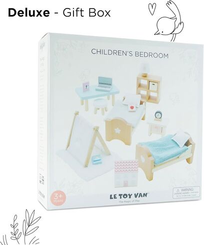 Le Toy Van - مجموعة غرف النوم الخشبية SugarPlum | مجموعة ألعاب إكسسوارات بيت الدمى لبيوت الدمى | مجموعات أثاث بيت الدمية للفتيات والأولاد - مناسبة لأعمار 3 سنوات فما فوق، غرفة نوم الأطفال Daisylane (ME061) in Saudi Arabia