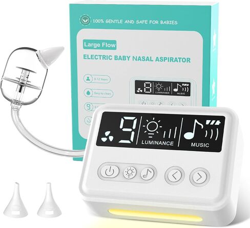 Hospital-Grade Electric Nasal Aspirator for Baby Rechargeable Nose Suction with 9 Levels Suction Nose Sucker for Toddler Portable Disassemble Clean (Big) in Kuwait
