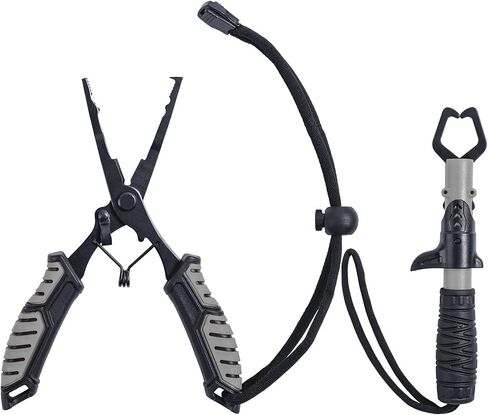 Goture Fishing Pliers, Fish Lip Gripper Muti-Function Fishing Tools Kit Braid Scissors and Split Ring Pliers, Fishing Hook Remover, Saltwater Resistant Fishing Gear with Sheath Lanyard in Saudi Arabia
