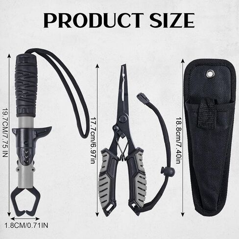 Goture Fishing Pliers, Fish Lip Gripper Muti-Function Fishing Tools Kit Braid Scissors and Split Ring Pliers, Fishing Hook Remover, Saltwater Resistant Fishing Gear with Sheath Lanyard in Saudi Arabia