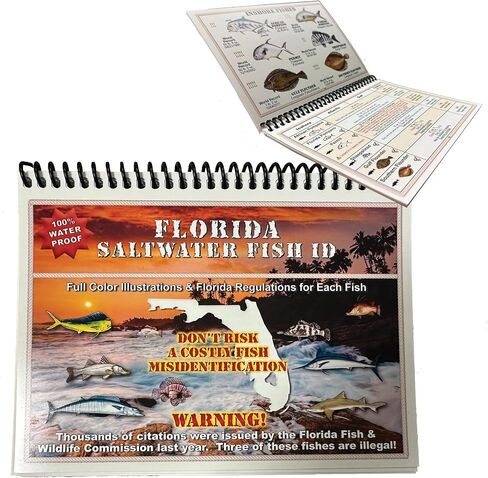 Florida Saltwater Fish Identification Book with FWC Rules, Regulations, Limits, and Sizes with 90+ Marine and Shark Photographs, Waterproof Fishing Guide, Angler and Fishermen Booklet in Saudi Arabia