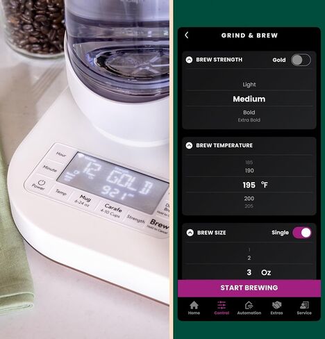 Café Specialty Grind and Brew Coffee Maker, Single-Serve to 10-Cup Thermal Carafe, with Built-In Bean Grinder & Removable 75oz Water Reservoir, WiFi & Smart Connected, SCA Certified, Matte White in Kuwait