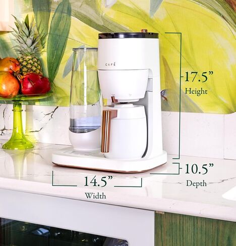 Café Specialty Grind and Brew Coffee Maker, Single-Serve to 10-Cup Thermal Carafe, with Built-In Bean Grinder & Removable 75oz Water Reservoir, WiFi & Smart Connected, SCA Certified, Matte White in Kuwait