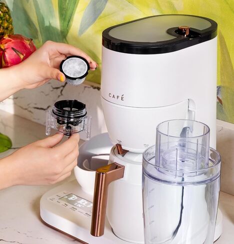 Café Specialty Grind and Brew Coffee Maker, Single-Serve to 10-Cup Thermal Carafe, with Built-In Bean Grinder & Removable 75oz Water Reservoir, WiFi & Smart Connected, SCA Certified, Matte White in Kuwait
