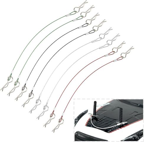 8Pcs ShareGoo Metal Clip R Pin Rod with Steel Anti-Lost Rope RC Body Shell Clip Wire Compatible with 1/8 1/10 Traxxas HSP Arrma Axial Redcat RC Car Truck Crawler (Multiple Colour) in Saudi Arabia