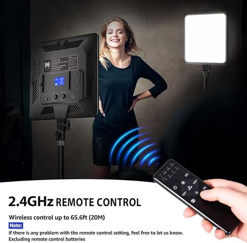 مجموعة إضاءة فيديو ثنائية اللون مقاس 17 بوصة، NiceVeedi 48W 2700-8500K LED للتصوير الفوتوغرافي مع جهاز تحكم عن بعد، 1% -100% لا نهائية قابلة للتعتيم CRI 97+ إضاءة استوديو احترافية لتصوير فيديو الاستوديو in Kuwait