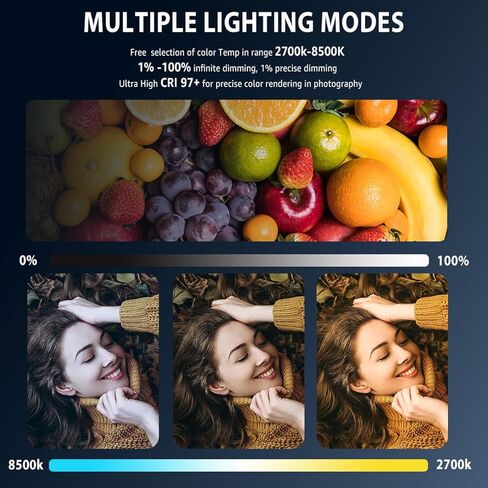 مجموعة إضاءة فيديو ثنائية اللون مقاس 17 بوصة، NiceVeedi 48W 2700-8500K LED للتصوير الفوتوغرافي مع جهاز تحكم عن بعد، 1% -100% لا نهائية قابلة للتعتيم CRI 97+ إضاءة استوديو احترافية لتصوير فيديو الاستوديو in Kuwait