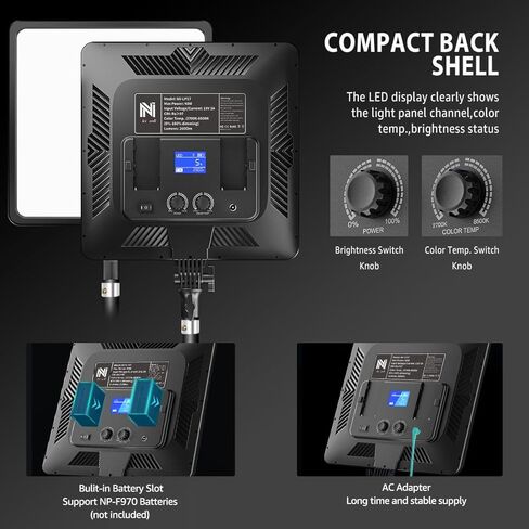 مجموعة إضاءة فيديو ثنائية اللون مقاس 17 بوصة، NiceVeedi 48W 2700-8500K LED للتصوير الفوتوغرافي مع جهاز تحكم عن بعد، 1% -100% لا نهائية قابلة للتعتيم CRI 97+ إضاءة استوديو احترافية لتصوير فيديو الاستوديو in Kuwait