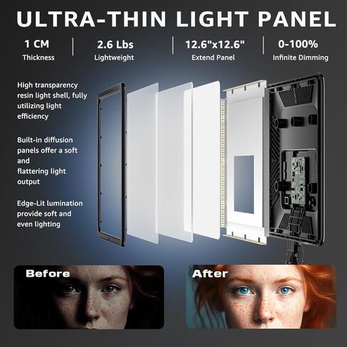 مجموعة إضاءة فيديو ثنائية اللون مقاس 17 بوصة، NiceVeedi 48W 2700-8500K LED للتصوير الفوتوغرافي مع جهاز تحكم عن بعد، 1% -100% لا نهائية قابلة للتعتيم CRI 97+ إضاءة استوديو احترافية لتصوير فيديو الاستوديو in Kuwait