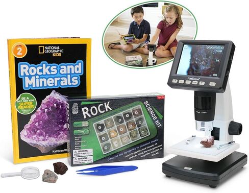 IQCREW by AmScope Kid's Premium Portable LCD Color Digital Microscope with Rock and Mineral Collecting Look and Learn Activity Kit in Saudi Arabia