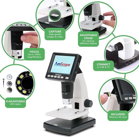IQCREW by AmScope Kid's Premium Portable LCD Color Digital Microscope with Rock and Mineral Collecting Look and Learn Activity Kit in Saudi Arabia