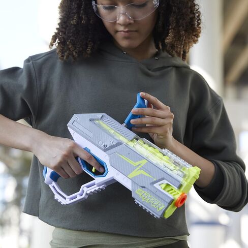 NERF Hyper Rush-40 Pump-Action Blaster, 30 Hyper Rounds, Eyewear, Up to 110 FPS Velocity, Easy Reload, Holds Up to 40 Rounds in Saudi Arabia