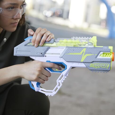 NERF Hyper Rush-40 Pump-Action Blaster, 30 Hyper Rounds, Eyewear, Up to 110 FPS Velocity, Easy Reload, Holds Up to 40 Rounds in Saudi Arabia