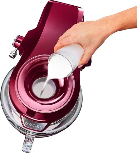 Kenmore Elite Ovation 5 Qt Stand Mixer, 500 Watt 10-Speed Motor, Revolutionary Pour-In Top, Tilt Head, Beater, Whisk, Dough Hook, Planetary Mixing, 360-Degree Splash Guard, Glass Bowl with Lid, Red in Saudi Arabia