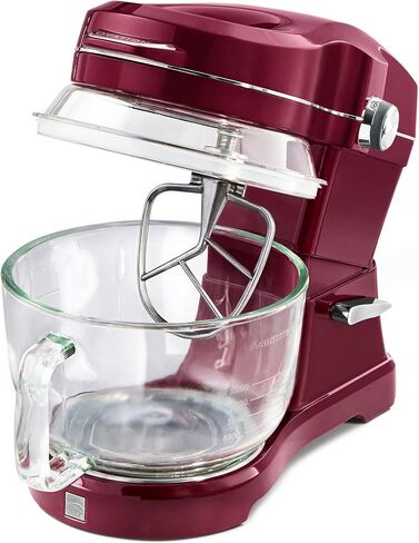 Kenmore Elite Ovation 5 Qt Stand Mixer, 500 Watt 10-Speed Motor, Revolutionary Pour-In Top, Tilt Head, Beater, Whisk, Dough Hook, Planetary Mixing, 360-Degree Splash Guard, Glass Bowl with Lid, Red in Saudi Arabia