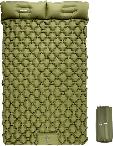 Night Cat Inflatable Sleeping Pads Mat Bed with Pillow Foot Pump for Camping Backpacking Hiking Ultra-Light Compact Comfortable Extendable 77"x25.5" in Kuwait