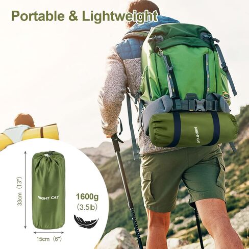 Night Cat Inflatable Sleeping Pads Mat Bed with Pillow Foot Pump for Camping Backpacking Hiking Ultra-Light Compact Comfortable Extendable 77"x25.5" in Kuwait