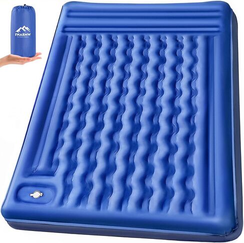 Double Sleeping Pad for Camping, Self Inflating 5" Extra-Thick For 2 Person with Pillow Built-in Foot Pump Waterproof Inflatable Sleeping Mat for Backpacking, Tent, Hiking, Portable Camping Pad in Saudi Arabia