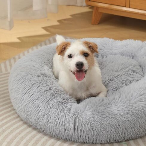 Donut Dog Bed Large Dog Bed Pet Bed Anti-Slip Round Fluffy Plush Faux Fur Cat Bed Cat Beds for Indoor Cats for 10KG Pet in Kuwait