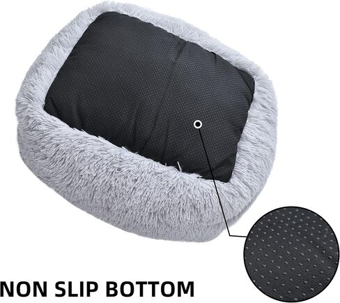 سرير جافينيا للقطط للقطط الداخلية، وسادة ناعمة طويلة من القطيفة مقاس 24 بوصة، سرير للحيوانات الأليفة قابل للغسل، سرير مربع مهدئ للتدفئة الذاتية للقطط والكلاب مضاد للانزلاق ومقاوم للماء (24 × 20 × 7 بوصة، رمادي) in Kuwait