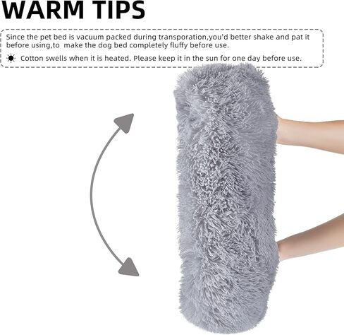 سرير جافينيا للقطط للقطط الداخلية، وسادة ناعمة طويلة من القطيفة مقاس 24 بوصة، سرير للحيوانات الأليفة قابل للغسل، سرير مربع مهدئ للتدفئة الذاتية للقطط والكلاب مضاد للانزلاق ومقاوم للماء (24 × 20 × 7 بوصة، رمادي) in Kuwait