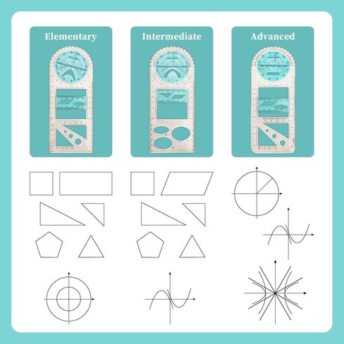 Zakrafo 4 Pcs Multifunctional Geometric Ruler,Math Measuring Rulers for Drawing and Art,Metric Ruler Drawing Tool for School Office Supplies and Building Supplies in Kuwait