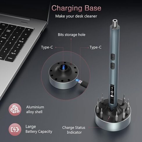 مفك براغي كهربائي لاسلكي من LOFICOPER، مجموعة مفك براغي دقيقة 52 في 1 قابلة لإعادة الشحن، مع قاعدة شحن، عزم دوران 3 تروس، شاشة عرض الطاقة، مصابيح عمل LED، لنظارات الهاتف المحمول in Kuwait