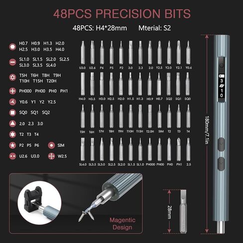 مفك براغي كهربائي لاسلكي من LOFICOPER، مجموعة مفك براغي دقيقة 52 في 1 قابلة لإعادة الشحن، مع قاعدة شحن، عزم دوران 3 تروس، شاشة عرض الطاقة، مصابيح عمل LED، لنظارات الهاتف المحمول in Kuwait