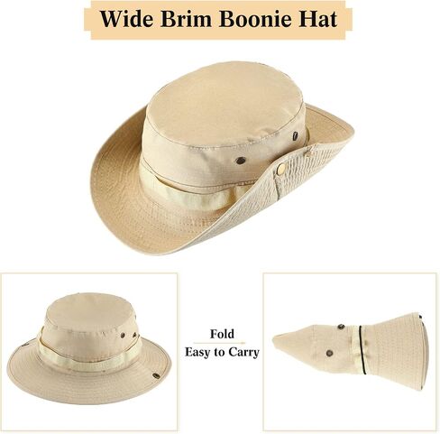 Xtinmee 10 Pieces Bucket Hat Bulk Wide Brim Boonie Hats Hiking Fishing Hat Safari Hat with Chin Strap for Women Men Adult in Saudi Arabia