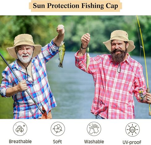 Xtinmee 10 Pieces Bucket Hat Bulk Wide Brim Boonie Hats Hiking Fishing Hat Safari Hat with Chin Strap for Women Men Adult in Saudi Arabia