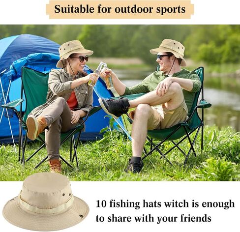 Xtinmee 10 Pieces Bucket Hat Bulk Wide Brim Boonie Hats Hiking Fishing Hat Safari Hat with Chin Strap for Women Men Adult in Saudi Arabia