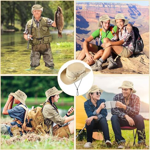 Xtinmee 10 Pieces Bucket Hat Bulk Wide Brim Boonie Hats Hiking Fishing Hat Safari Hat with Chin Strap for Women Men Adult in Saudi Arabia