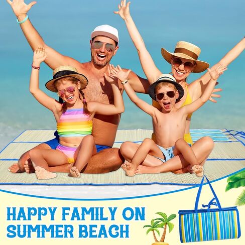 Woanger 4 Pcs Straw Beach Mat Foldable Picnic Blankets 70.8 x 35.4 Inch Portable Sand Proof Beach Blanket Large Lightweight Outdoor Play Mat for Family Gathering Camping Hiking Sunbathing Yoga Park in Kuwait