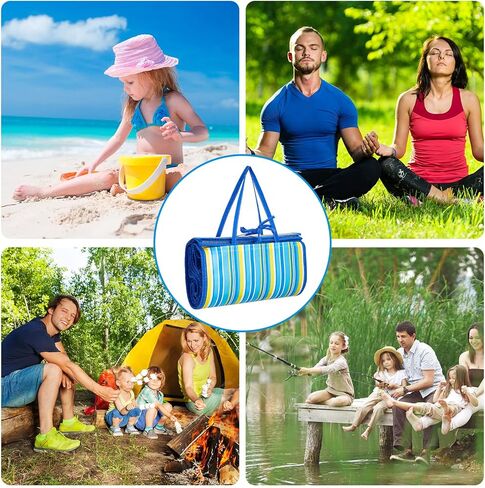 Woanger 4 Pcs Straw Beach Mat Foldable Picnic Blankets 70.8 x 35.4 Inch Portable Sand Proof Beach Blanket Large Lightweight Outdoor Play Mat for Family Gathering Camping Hiking Sunbathing Yoga Park in Kuwait