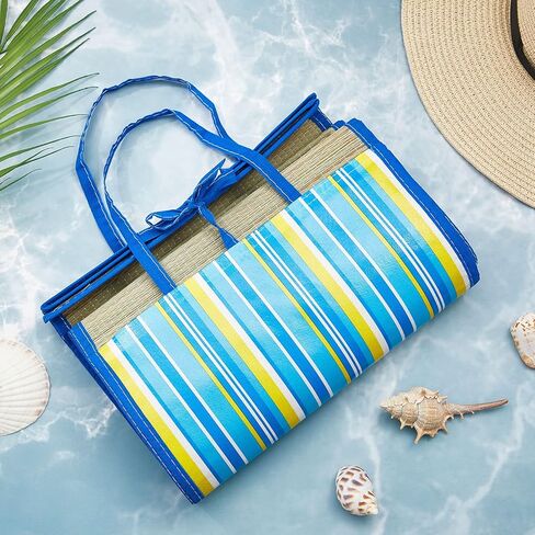 Woanger 4 Pcs Straw Beach Mat Foldable Picnic Blankets 70.8 x 35.4 Inch Portable Sand Proof Beach Blanket Large Lightweight Outdoor Play Mat for Family Gathering Camping Hiking Sunbathing Yoga Park in Kuwait