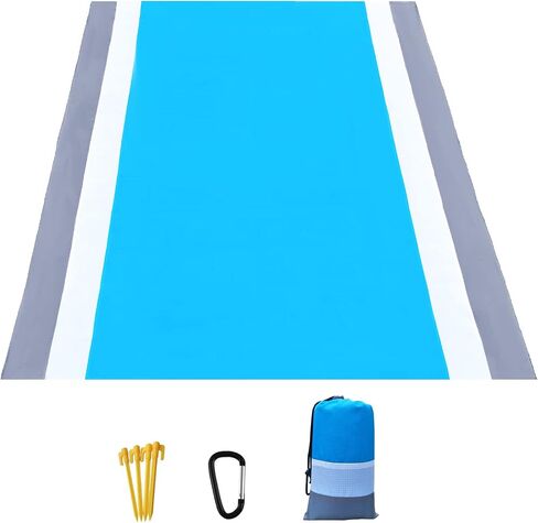 CALACH Pocket Beach Blanket, Large Waterproof Sandproof Beach Mat, 79 x83, Compact Blanket Quick Drying Lightweight Tarp Mat for Camping, Hiking, Picnics, Outdoor Travel (Blue) in Saudi Arabia