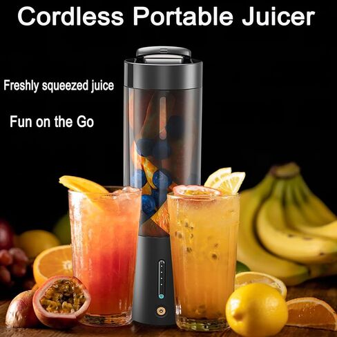 خلاط صغير محمول، آلات عصارة محمولة للخضروات والفواكه قابلة لإعادة الشحن عبر USB مع 6 شفرات وفرشاة تنظيف، خلاط محمول للمخفوقات والعصائر للمنزل والمكتب وصالة الألعاب الرياضية والسفر in Kuwait