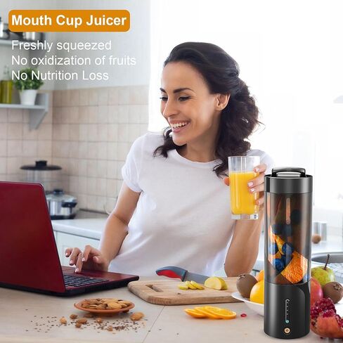 خلاط صغير محمول، آلات عصارة محمولة للخضروات والفواكه قابلة لإعادة الشحن عبر USB مع 6 شفرات وفرشاة تنظيف، خلاط محمول للمخفوقات والعصائر للمنزل والمكتب وصالة الألعاب الرياضية والسفر in Kuwait