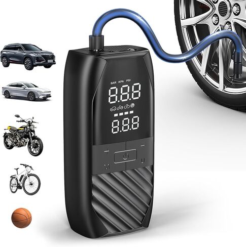 Convtoya Tire Inflator Portable Air Compressor 150 PSI Car Tire Air Pump, Electric Portable Tire Pump with Digital Pressure Gauge, 2X Fast Inflation for Car, Motorcycle, Bike, Ball in Saudi Arabia